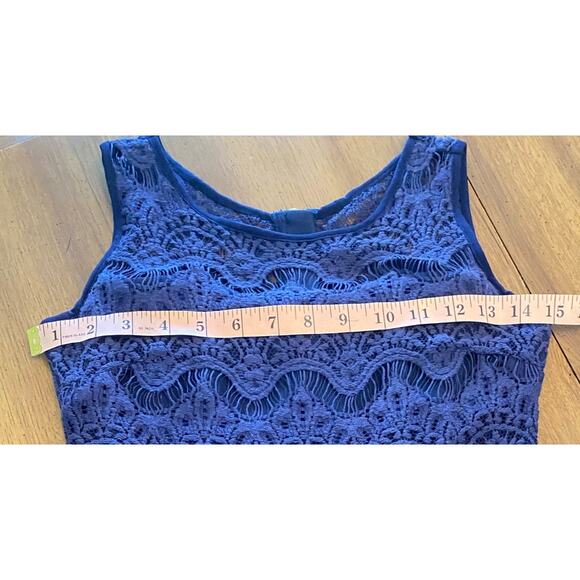 Lilly Pulitzer Navy Lace Fit & Flare Dress XS Sleeveless Gold Zip Holiday Party - Picture 6 of 8
